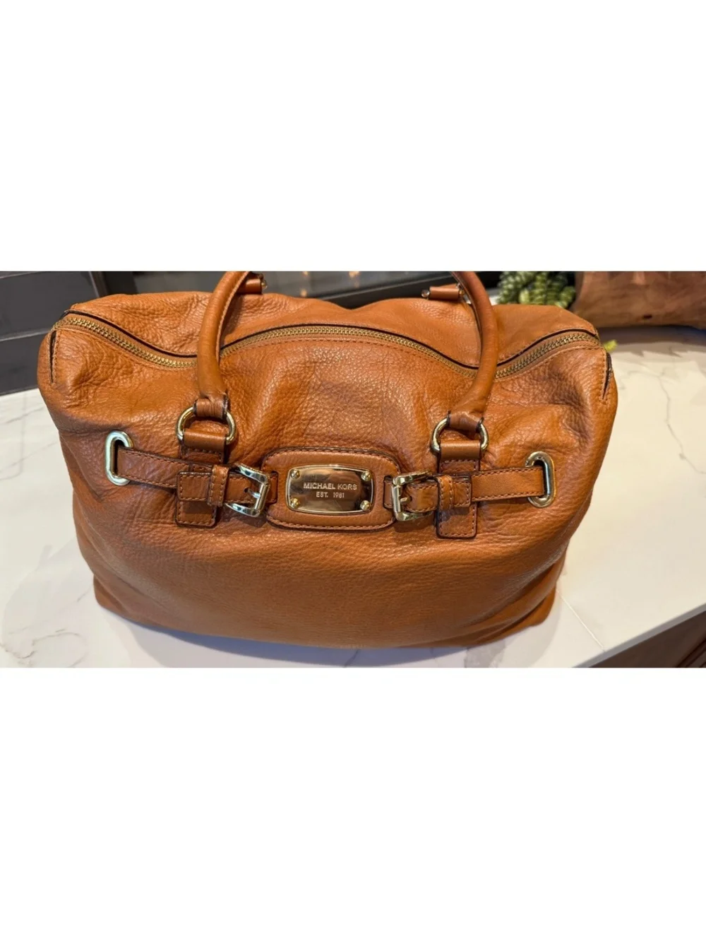 Michael Kors Hamilton Large Cognac Leather Slouchy Satchel